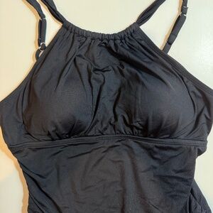 Jantzen One Pc Women’s Black High Neck Swimsuit Size 12 EUC